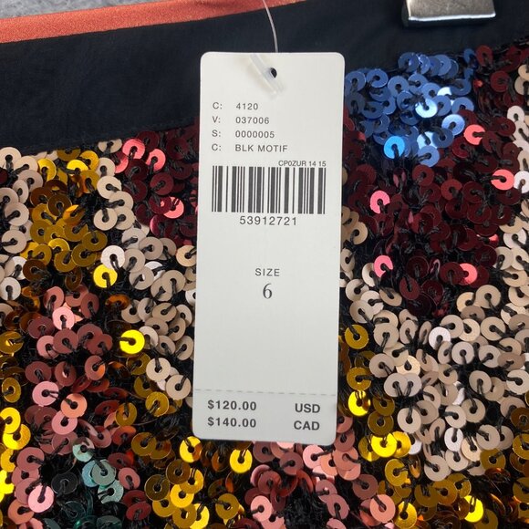 New Anthropologie MAEVE 6 Skirt Sequin Multicolor Zig Zag Chevron Party - Picture 6 of 16